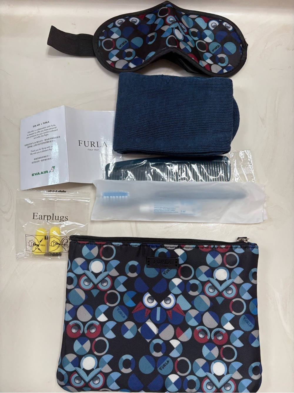 Brand New FURLAx Eva Air Travel Sleep Kit with Eye Mask & Accessories